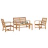 Ensemble de canapé de jardin 4 pcs Naturel Bois de teck massif 566144566144