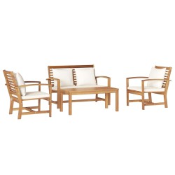 Ensemble de canapé de jardin 4 pcs Naturel Bois de teck massif 566145566145