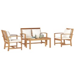 Ensemble de canapé de jardin 4 pcs Naturel Bois de teck massif 566145566145