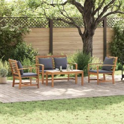 Ensemble de canapé de jardin 4 pcs Naturel Bois de teck massif 566146566146