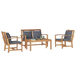 Ensemble de canapé de jardin 4 pcs Naturel Bois de teck massif 566146566146