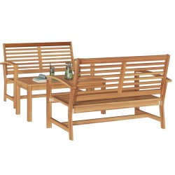 Ensemble de canapé de jardin 3 pcs Naturel Bois de teck massif 566147566147