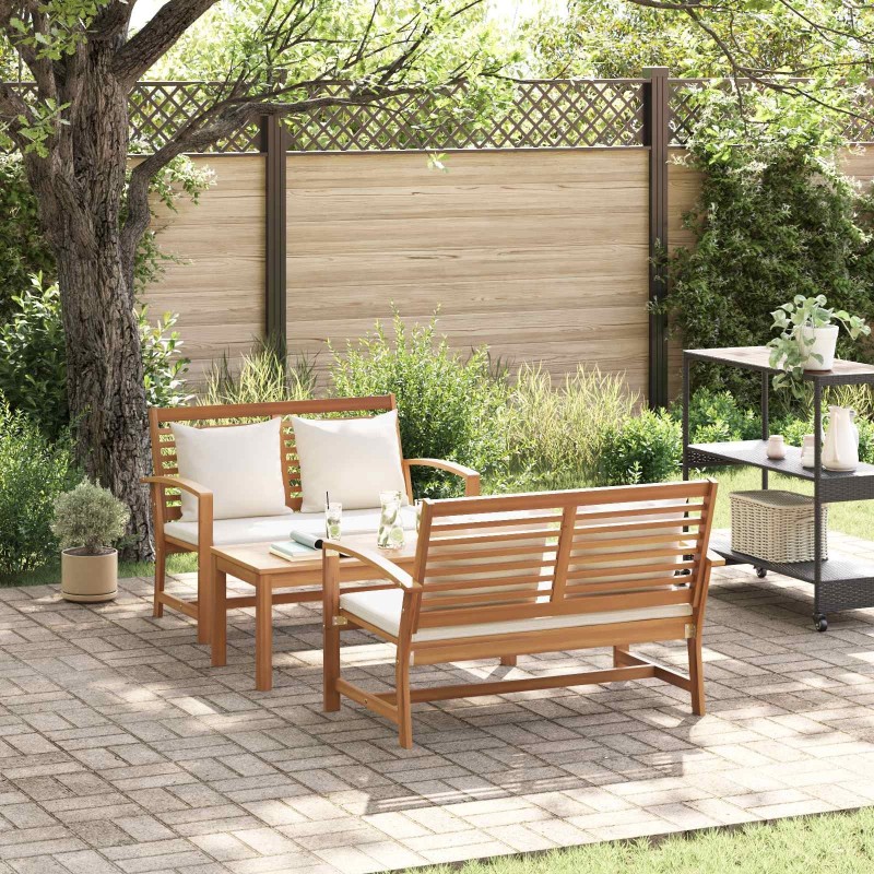 Ensemble de canapé de jardin 3 pcs Naturel Bois de teck massif 566148566148