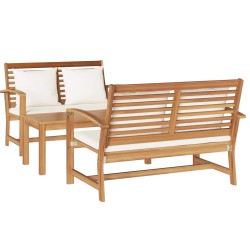 Ensemble de canapé de jardin 3 pcs Naturel Bois de teck massif 566148566148