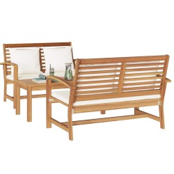 Ensemble de canapé de jardin 3 pcs Naturel Bois de teck massif 566148566148