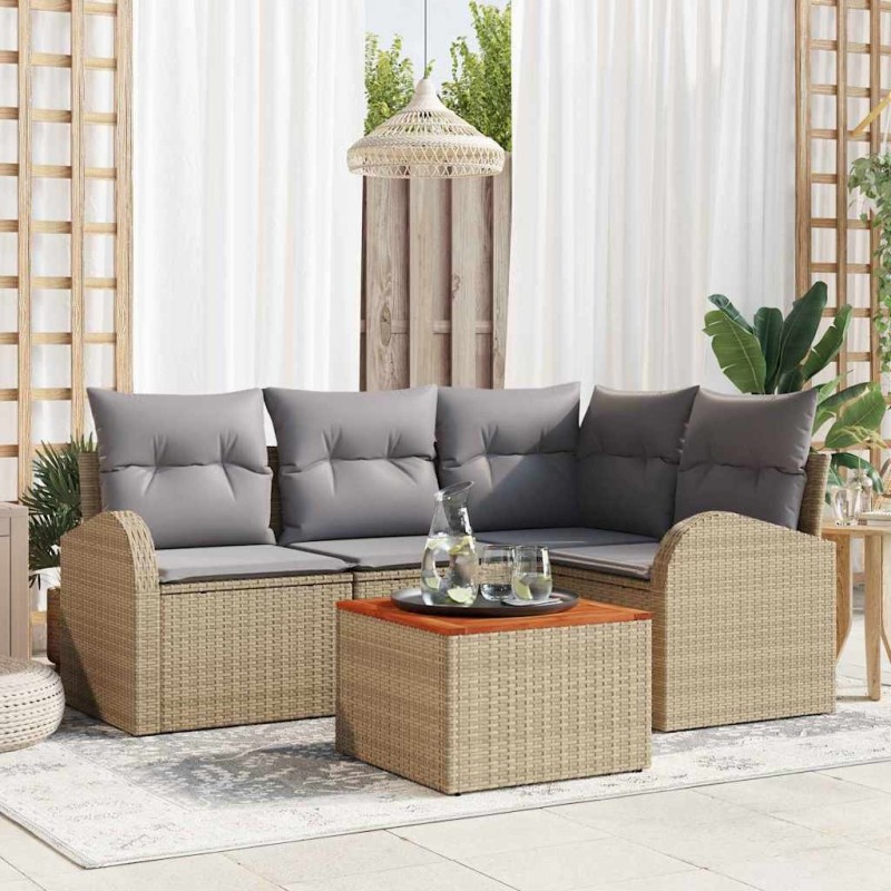 Ensemble de canapé de jardin 5 pcs Beige et Gris clair 566152566152