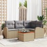 Ensemble de canapé de jardin 5 pcs Beige et Gris clair 566152566152