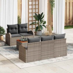 Ensemble de canapé de jardin avec stockage 6 pcs Gris polyrotin 566154566154