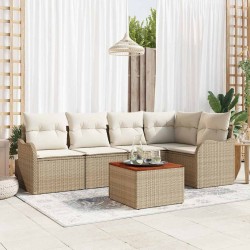 Ensemble de canapé de jardin 6 pcs Beige et crème polyrotin 566161566161