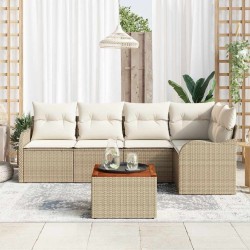 Ensemble de canapé de jardin 6 pcs Beige et crème polyrotin 566161566161