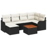 Ensemble de canapé de jardin 7 pcs Noir et Crème polyrotin 566163566163