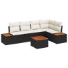 Ensemble de canapé de jardin 6 pcs Noir et crème Poly rotin 566165566165