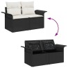 Ensemble de canapé de jardin avec coussin 5 pcs Noir Poly rotin 566166566166