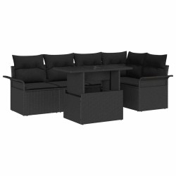 Ensemble de canapé de jardin 6 pcs Noir Poly Rattan 566167566167