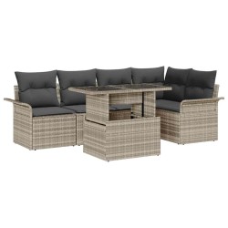 Ensemble de canapé de jardin 6 pcs Gris clair Poly rotin 566169566169