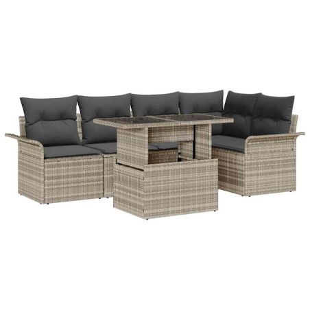 Ensemble de canapé de jardin 6 pcs Gris clair Poly rotin 566169566169