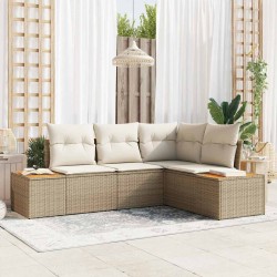 Ensemble de canapé de jardin 4 pcs Beige et crème Polyrotin 566170566170
