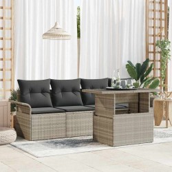 Ensemble de canapé de jardin 5 pcs Gris clair Poly Rattan 566171566171