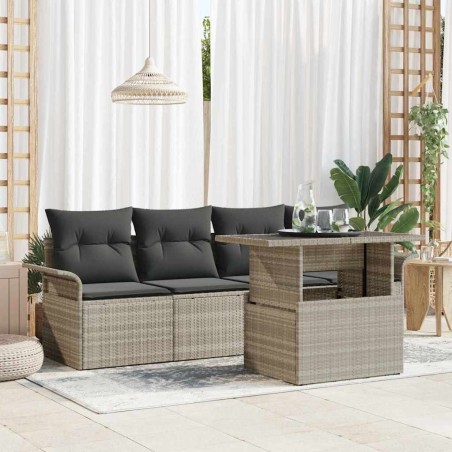 Ensemble de canapé de jardin 5 pcs Gris clair Poly Rattan 566171566171
