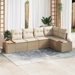 Ensemble de canapé de jardin 5 pcs beige et crème Poly rotin 566172566172