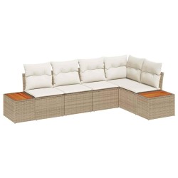Ensemble de canapé de jardin 5 pcs beige et crème Poly rotin 566172566172
