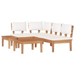Ensemble de canapé de jardin 4 pcs Marron et Crème 566174566174