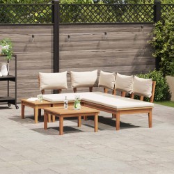 Ensemble de canapé de jardin 4 pcs Marron et Crème 566174566174