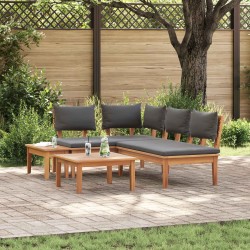 Ensemble de canapé de jardin 4 pcs Marron et gris 566175566175