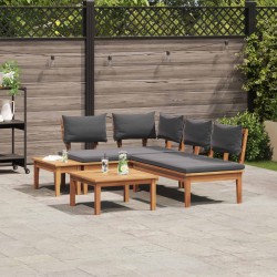 Ensemble de canapé de jardin 4 pcs Marron et gris 566175566175
