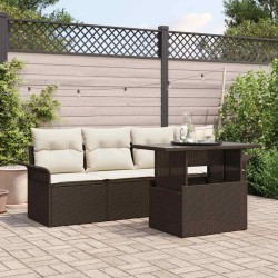 Ensemble de canapé de jardin 5 pcs Marron Poly Rattan 566177566177