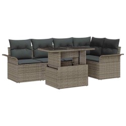 Ensemble de canapé de jardin 6 pcs Gris Poly Rattan 566178566178