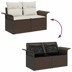 Ensemble de canapé de jardin 5 pcs Marron Poly rotin 566179566179
