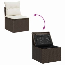Ensemble de canapé de jardin 5 pcs Marron Poly rotin 566179566179