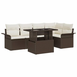 Ensemble de canapé de jardin 6 pcs Marron Poly rotin 566180566180