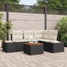 Ensemble de canapé de jardin 4 pcs Noir et Crème Polyrotin 566181566181