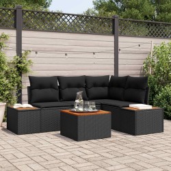 Ensemble de canapé de jardin avec coussin 4 pcs Noir Polyrotin 566182566182