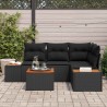 Ensemble de canapé de jardin avec coussin 4 pcs Noir Polyrotin 566182566182