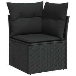 Ensemble de canapé de jardin avec coussin 4 pcs Noir Polyrotin 566182566182
