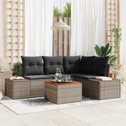 Ensemble de canapé de jardin avec coussin 4 pcs Gris Polyrotin 566183566183