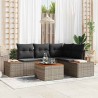 Ensemble de canapé de jardin avec coussin 4 pcs Gris Polyrotin 566183566183