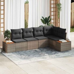 Ensemble de canapé de jardin avec coussin 5 pcs Gris Poly rotin 566186566186