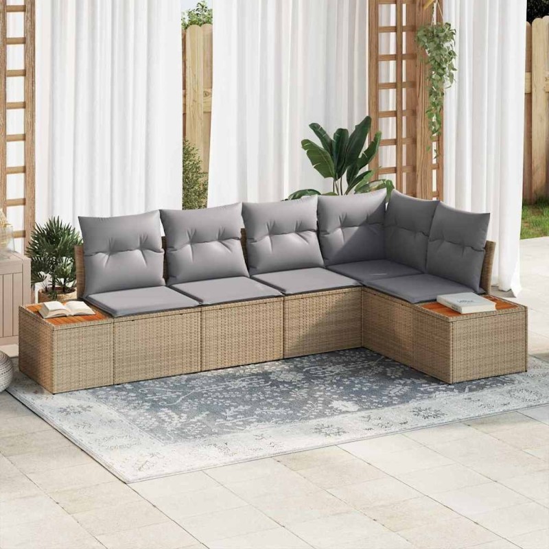 Ensemble de canapé de jardin 5 pcs beige et gris clair 566187566187
