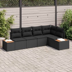 Ensemble de canapé de jardin avec coussin 5 pcs Noir Poly rotin 566188566188