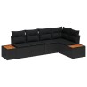 Ensemble de canapé de jardin avec coussin 5 pcs Noir Poly rotin 566188566188