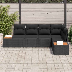 Ensemble de canapé de jardin avec coussin 5 pcs Noir Poly rotin 566188566188