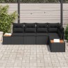 Ensemble de canapé de jardin avec coussin 5 pcs Noir Poly rotin 566188566188