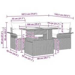 Ensemble de canapé de jardin 5 pcs Gris clair Poly rotin 566191566191