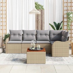 Ensemble de canapé de jardin 6 pcs Beige et Gris clair 566194566194