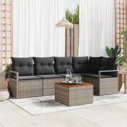Ensemble de canapé de jardin avec stockage 6 pcs Gris polyrotin 566196566196