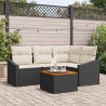 Ensemble de canapé de jardin 5 pcs Noir et Crème polyrotin 566199566199